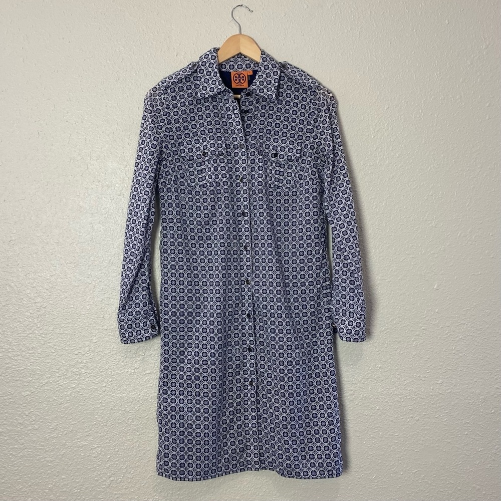 Tory Burch Blue and White Patterned Dress